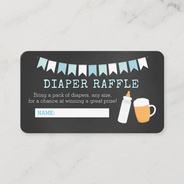 Baby-Q Blue Bottle and Beer Diaper Raffle Cards (Front)