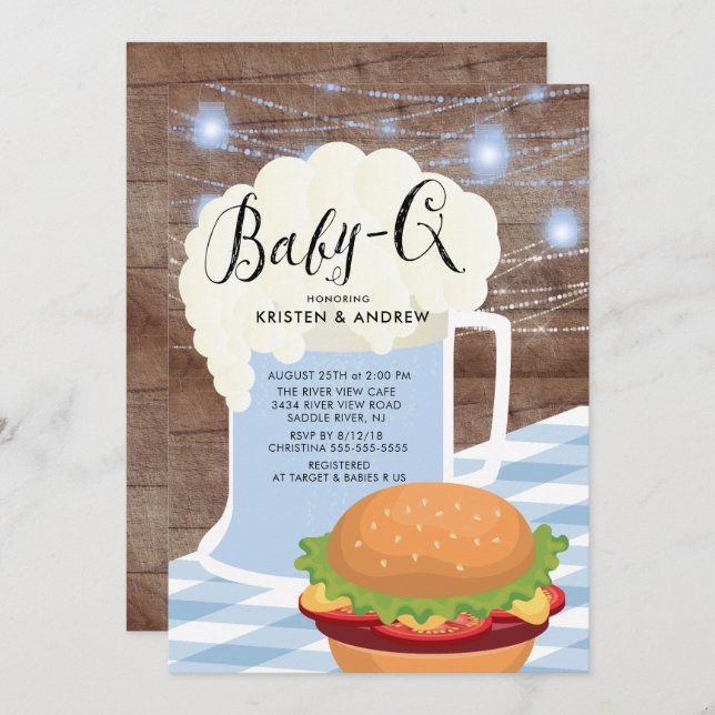 BABY - Q Boys Baby Shower Invitation (Front/Back)