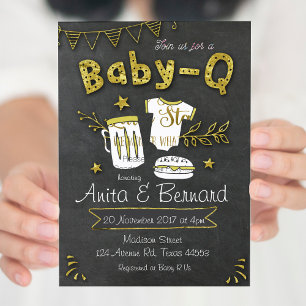 Baby Q Coed baby shower invitation
