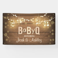 Baby Q Coed BBQ Baby Shower Backdrop Banner Rustic