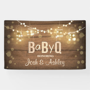 Baby Q Coed BBQ Baby Shower Backdrop Banner Rustic