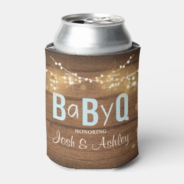 Baby Q Coed BBQ Baby Shower Can Bottle Cooler (Can Front)