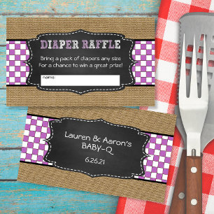 Baby Q Diaper Raffle Ticket Purple  Enclosure Card