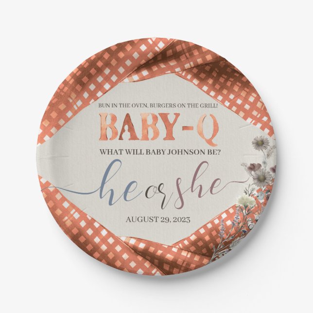 Baby q Gender Reveal Paper Plate (Front)