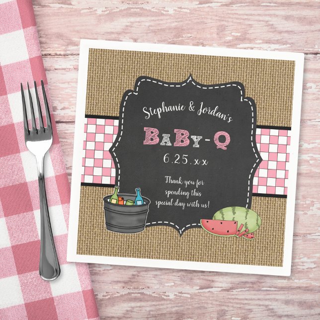 Baby Q girl baby shower decor bbq babyq Napkin (Creator Uploaded)