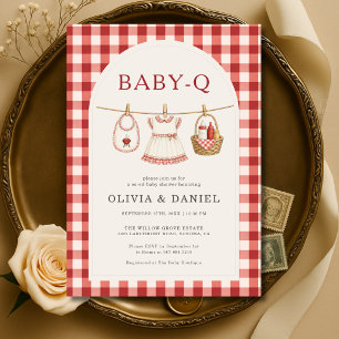 Baby-Q Girl Backyard BBQ Baby Shower  Invitation