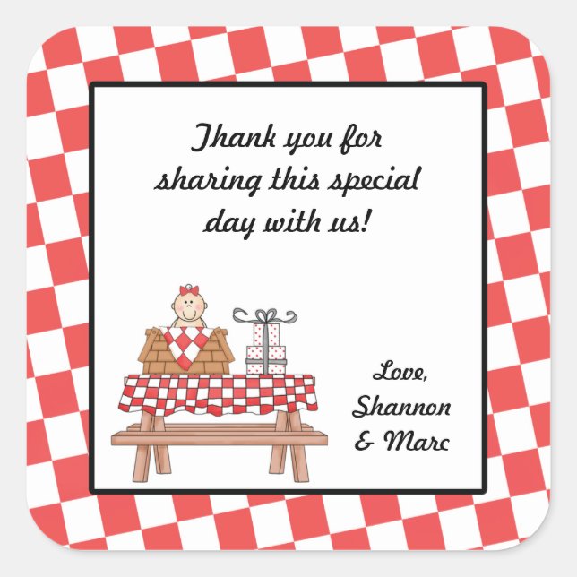 Baby Q Girl Shower Favour Sticker BBQ Barbeque (Front)