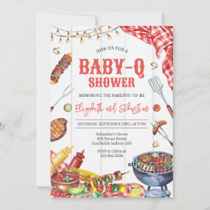 BABY-Q Grill Backyard BBQ Party Baby Shower Invitation