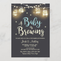 Baby Q Invitation Coed BBQ Baby Brewing Boy Blue