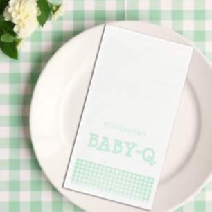 Baby-Q Mint Green Gingham Baby Shower Napkin