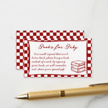 Baby q red checks baby shower book request