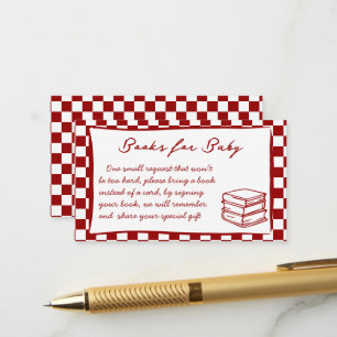 Baby q red checks baby shower book request enclosure card