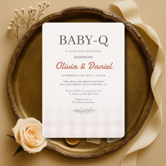 Baby Q Rustic Couples Baby Shower  Invitation (Creator Uploaded)