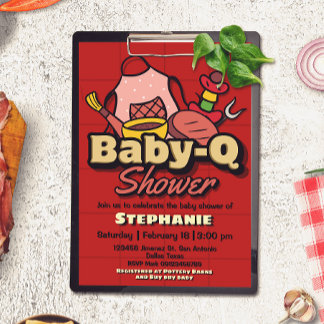 Baby-Q Shower - Barbeque BBQ Grill Baby Shower Invitation