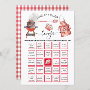 Baby-Q Shower Find the Guest BINGO  Invitation