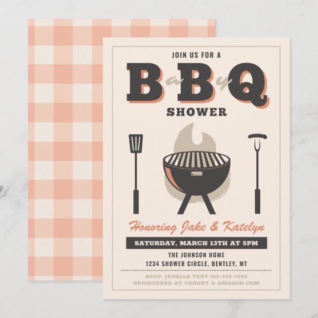 Baby Q Shower Invitation | Baby Q Invitations (Front/Back)