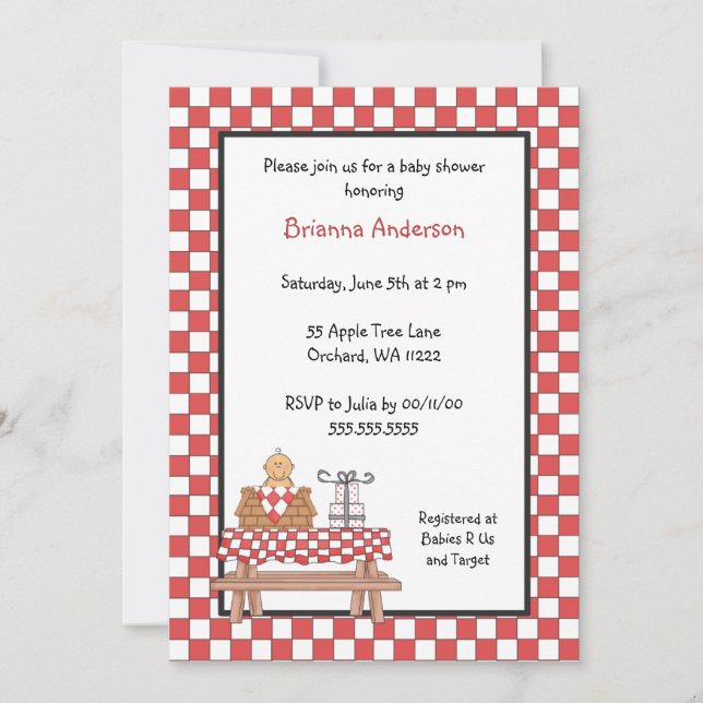 Baby Q Shower INvitation Boy with medium skin (Front)