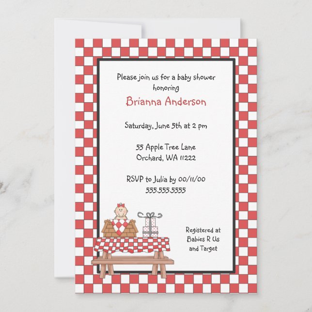 Baby Q Shower Invitation Girl with light skin (Front)