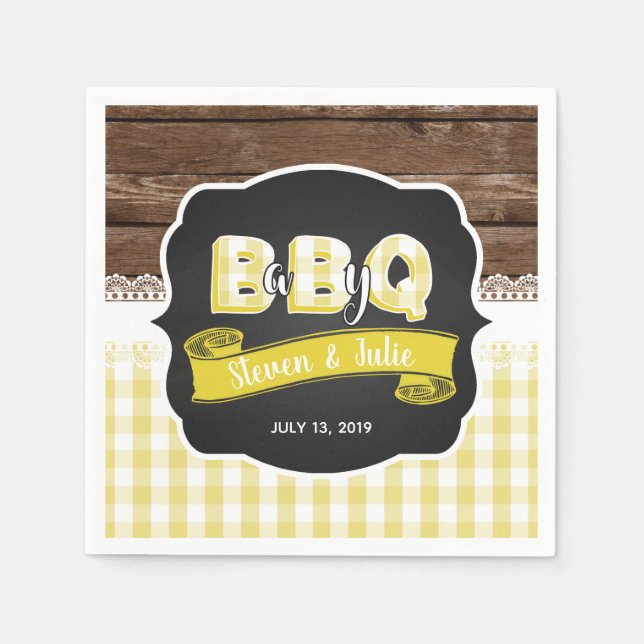 Baby Q Shower Napkin - Yellow (Front)