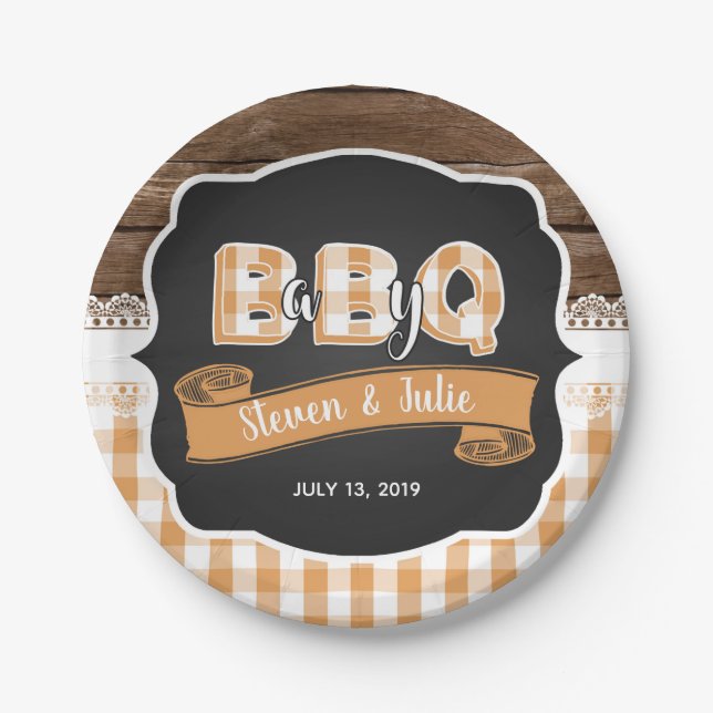 Baby Q Shower Paper Plate - Orange (Front)