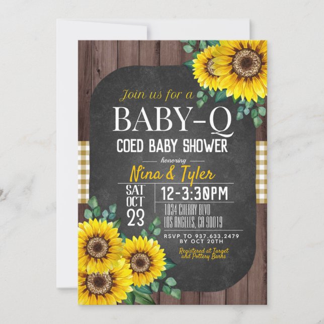 Baby-Q Sunflower Baby Shower Invitation (Front)