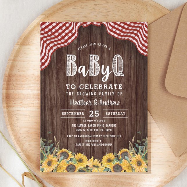 Baby Q Sunflower BBQ Baby Shower Invitation (Creator Uploaded)