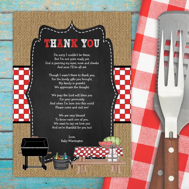 Baby Q thank you notes with poem / BBQ baby shower Invitation (Creator Uploaded)