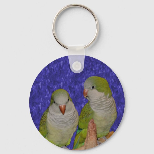 Baby Quaker Parrot Pair Animal Key Ring (Front)