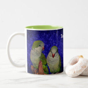 Baby Quaker Parrots Personalized Two-Tone Coffee Mug
