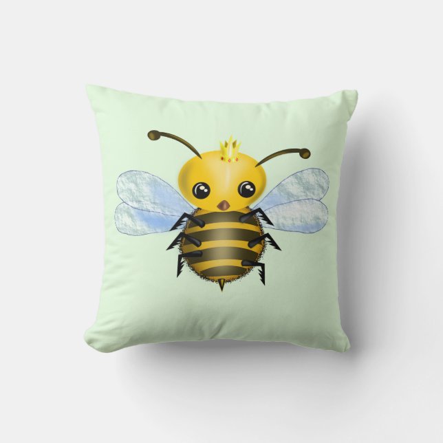 Baby Queen Bee Throw Pillow - Choose Colours (Front)