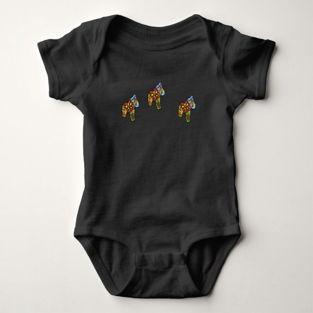 Baby Quilt Dala Horses Baby Bodysuit (Front)