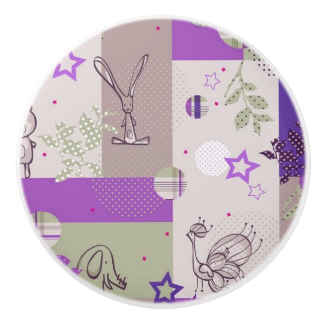 Baby Quilt Pattern Ceramic Knob (Front)