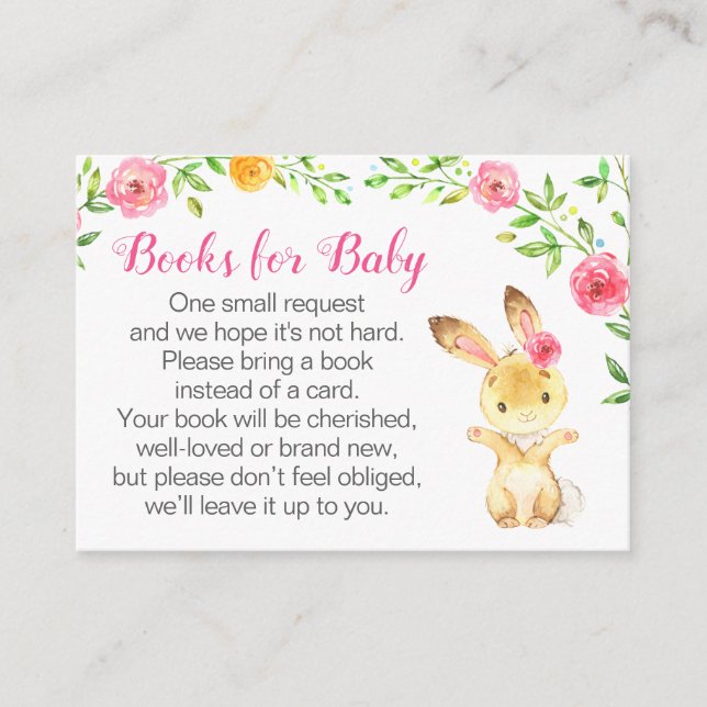 Baby Rabbit Cute Bunny Animal Girl Book Request Enclosure Card (Front)