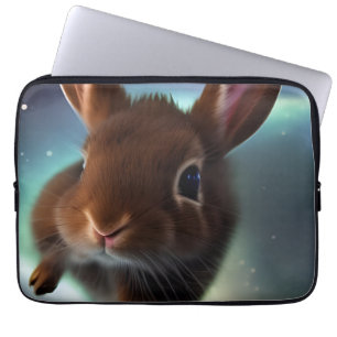Baby Rabbit Running In Space Laptop Sleeve