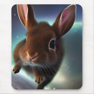 Baby Rabbit Running In Space Mouse Pad