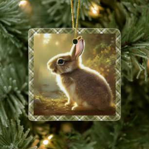 Baby Rabbit Wildlife Portrait Personalised Ceramic Ornament