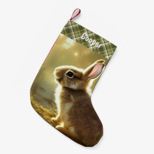 Baby Rabbit Wildlife Portrait Personalized   Small Christmas Stocking