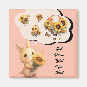 Baby Rabbit With Sunflower Magnet