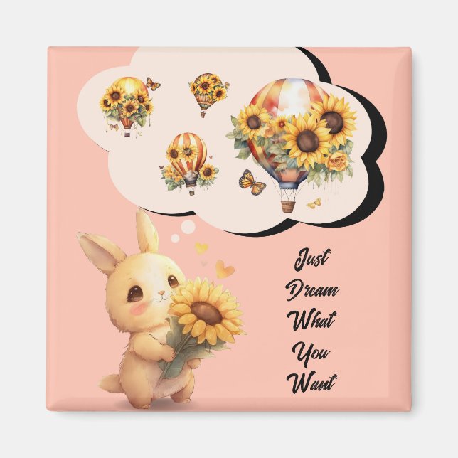 Baby Rabbit With Sunflower Magnet (Front)