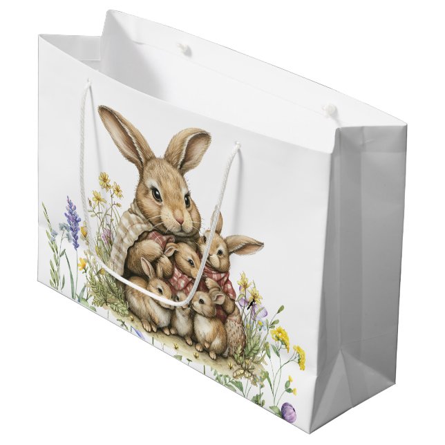 Baby Rabbits For Easter Large Gift Bag (Front Angled)