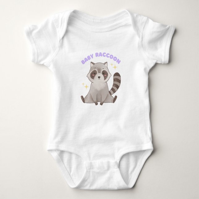 Baby Raccoon – Cute Woodland Animal Baby Bodysuit (Front)