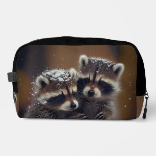 Baby Raccoons Huddle in Falling Snow Dopp Kit