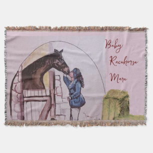 baby racehorse mare story book illustration of her throw blanket