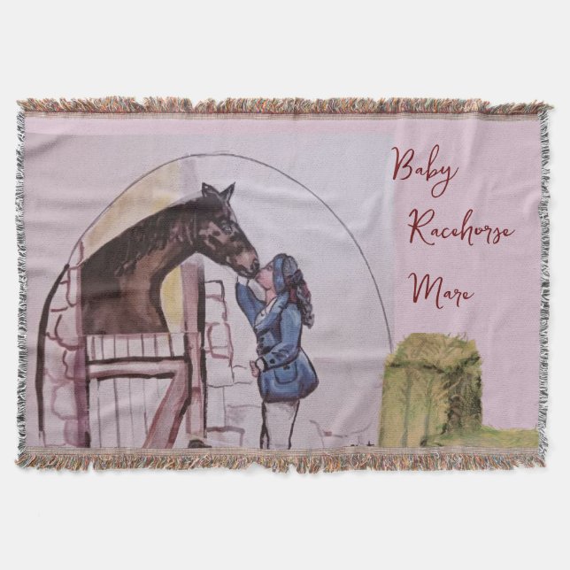 baby racehorse mare story book illustration of her throw blanket (Front)