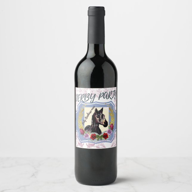 BABY RACEHORSE MARE WINS THE RACE  WINE LABEL (Front)