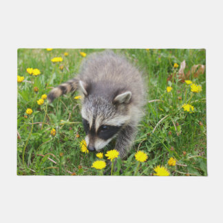 Baby racoon door mat