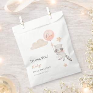 Baby Racoon Flying Balloon Birthday Thank You Favour Bag