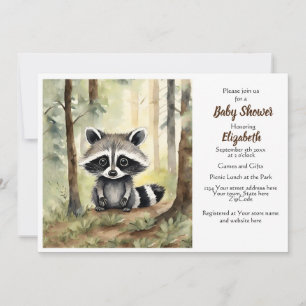 Baby Racoon Gender Neutral Baby Shower Invitation