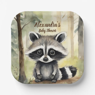 Baby Racoon Gender Neutral Baby Shower Paper Plate