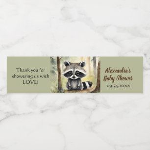 Baby Racoon Gender Neutral Baby Shower Water Bottle Label